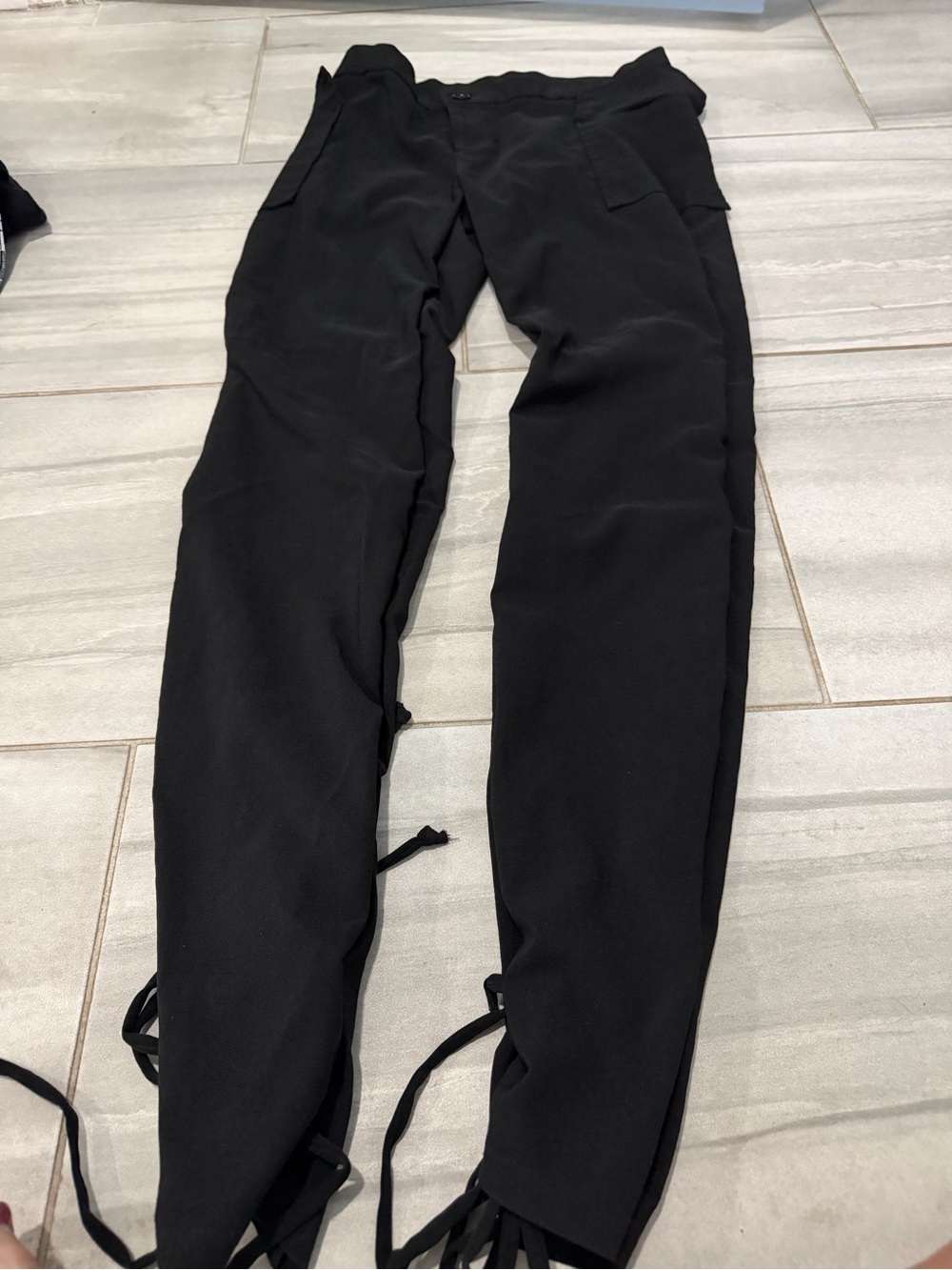 Lipstick Boutique Black Cargo Joggers with Ankle Ties